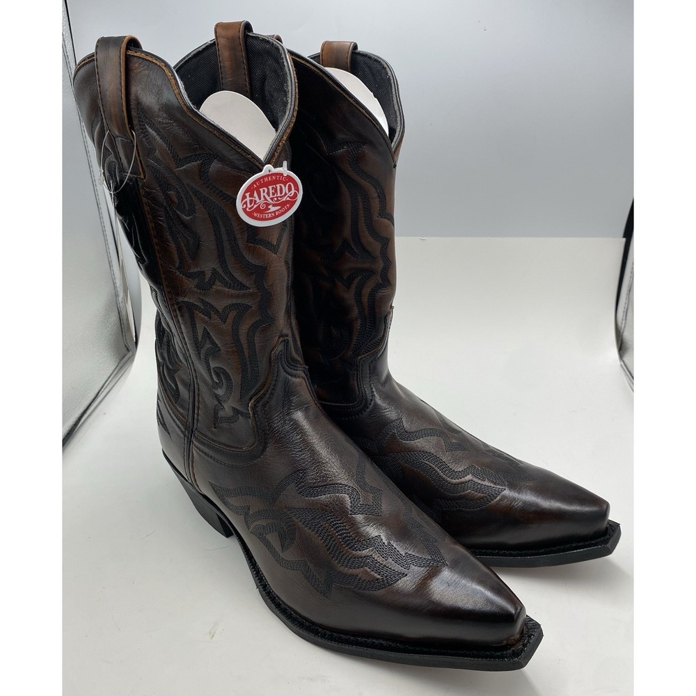 Laredo Men's Hawk Embroidered Snip Toe Cowboy Western Boots 6862 Brown Size 12EW